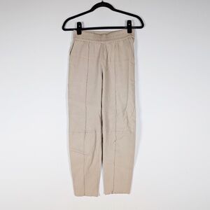 SPRWMN Women's Slim Jogger Genuine Leather JOG006L Ankle Pants Off White XS